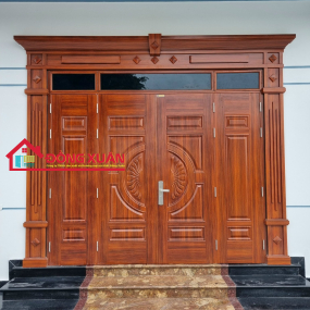 CỬA THÉP VÂN GỖ BIỆT THỰ 4 CÁNH