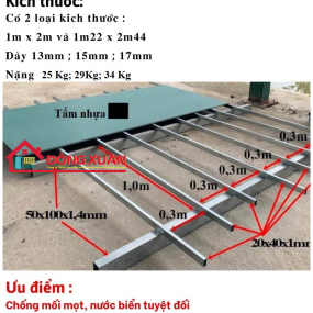 SÀN NHỰA CHỊU LỰC Khổ 1m x 2m và 1m22 x 2m44